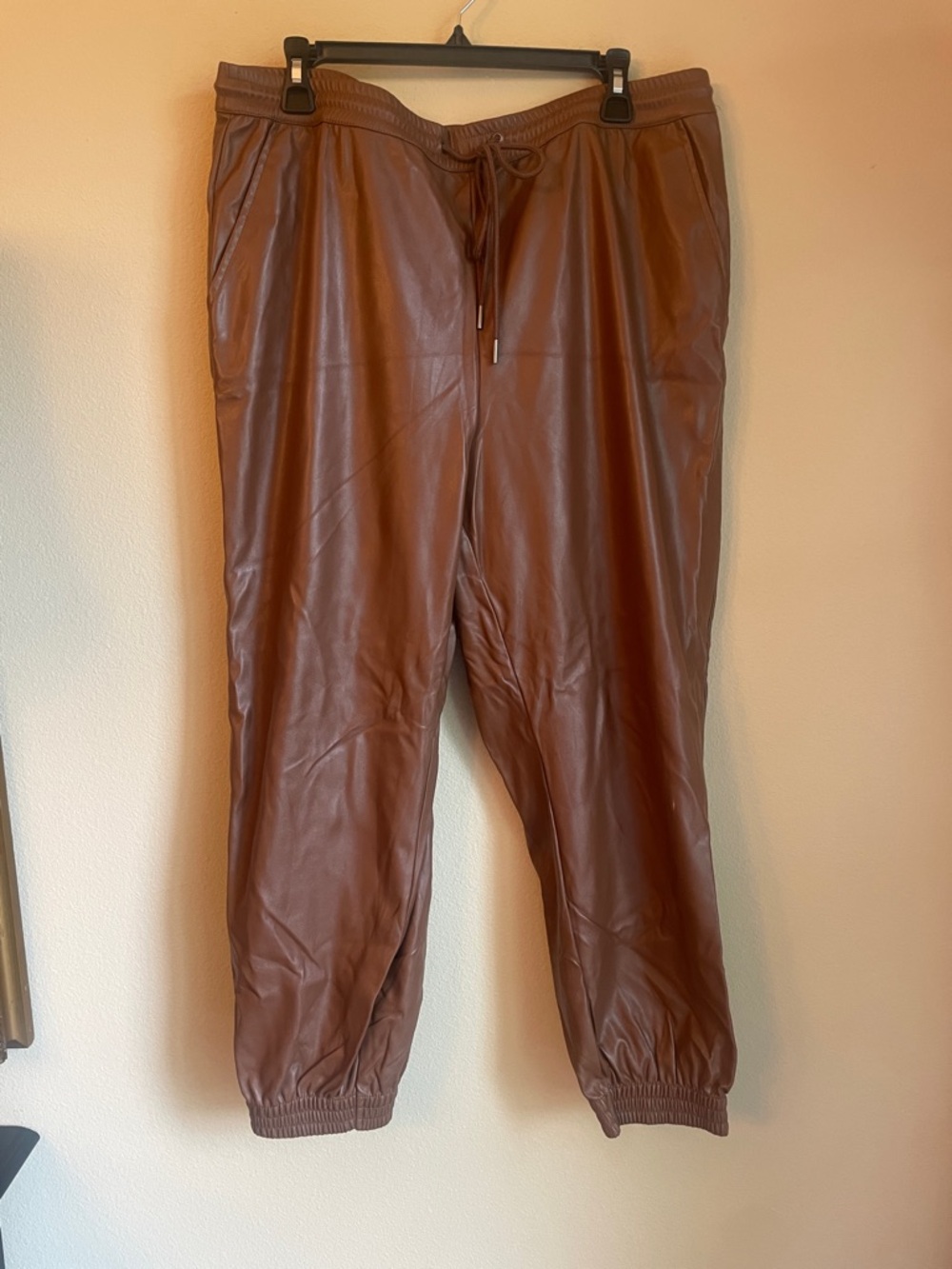 A new day women’s cognac tan Faux Leather Jogger Pants xl